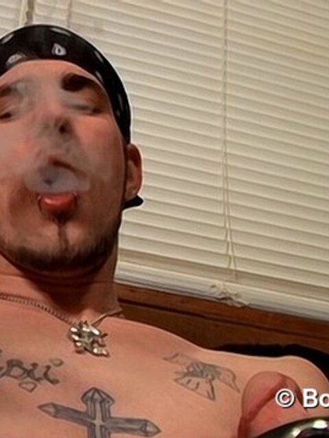 Benz Johansses strips and strokes cock with Chain