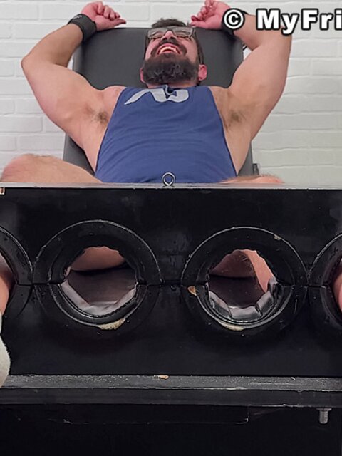 Gareth gets tickled by Dan Edwards on his size 13 feet