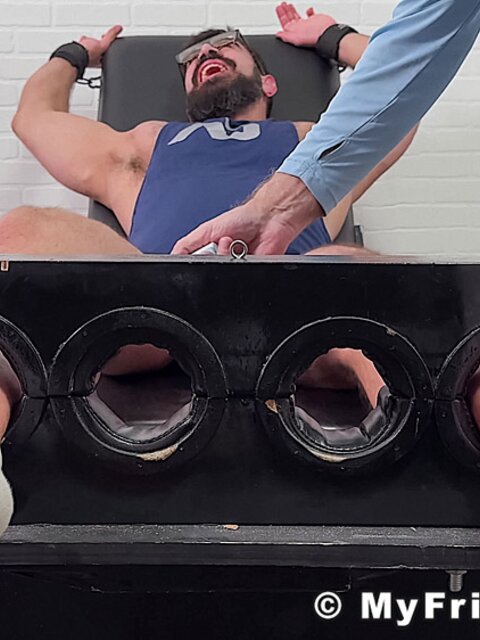 Gareth gets tickled by Dan Edwards on his size 13 feet