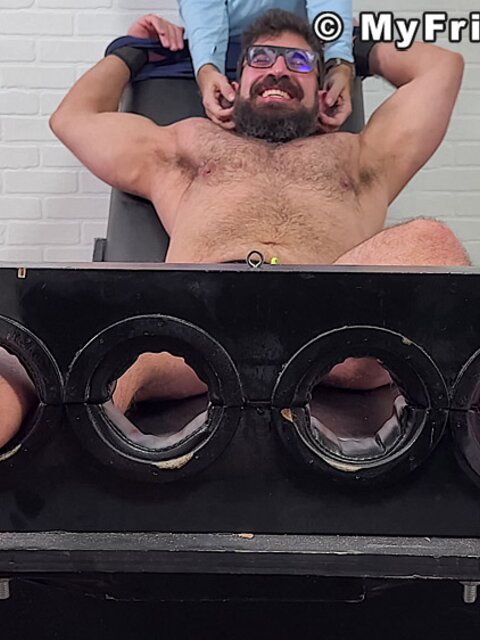 Gareth gets tickled by Dan Edwards on his size 13 feet