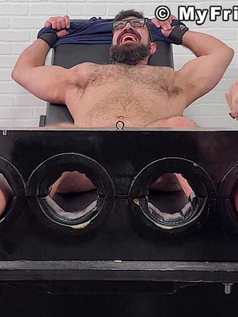 Gareth gets tickled by Dan Edwards on his size 13 feet