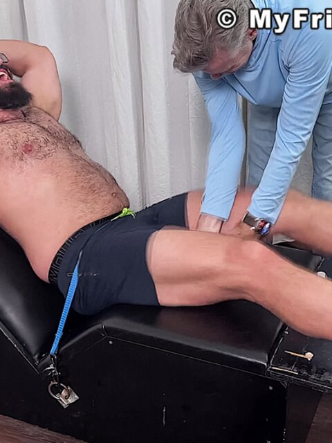 Gareth gets tickled by Dan Edwards on his size 13 feet