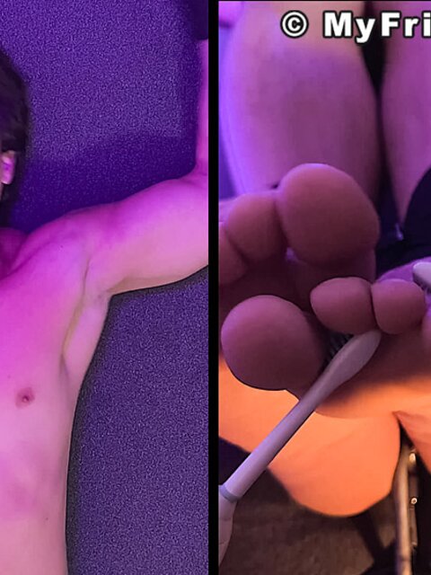 Dan Edwards uses fingers to tickle Aldo’s bare feet