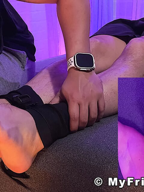 Dan Edwards uses fingers to tickle Aldo’s bare feet