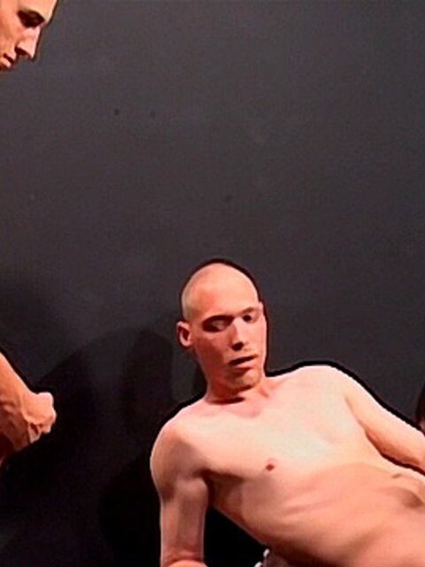 Jason Phisher and Neal Daly fuck Blake Harris and share their cum with him