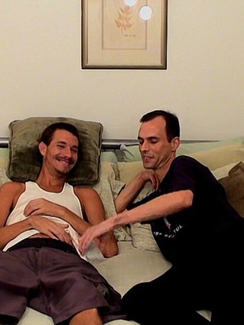 Hairy Brandon Otter jerks David Naples’ big cock hard