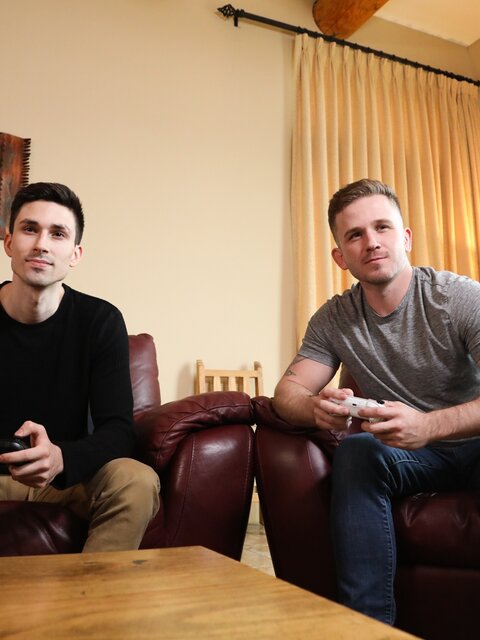 Kyle Wyncrest, Kane Fox and Andrew Delta take turns rimming, fucking, and cumming
