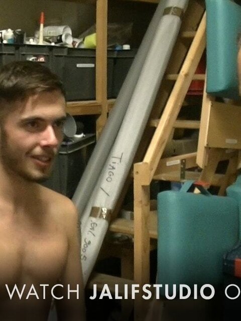 Juan Perez fucks David Luca’s smooth ass raw in a messy garage