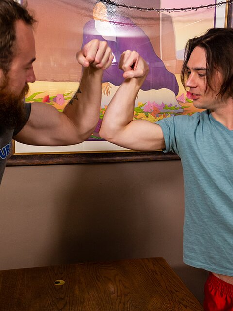 Zack Randall shoots cum on John Powers’s desk