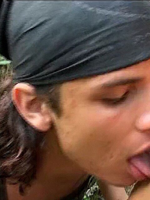 Jorge and Laun strip out of uniforms and fuck bareback in the woods