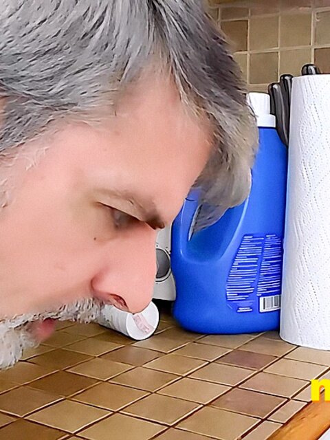 Richard Lennox gets humiliated and eaten by his giant step-dad in the kitchen