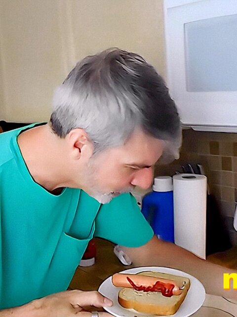 Richard Lennox gets humiliated and eaten by his giant step-dad in the kitchen