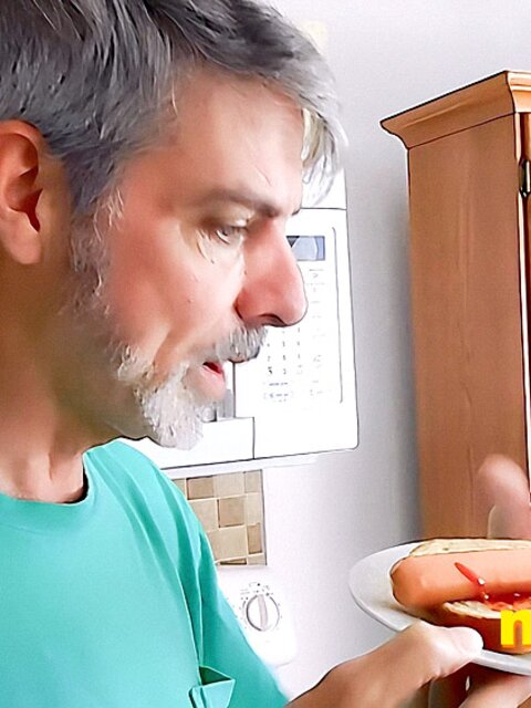 Richard Lennox gets humiliated and eaten by his giant step-dad in the kitchen