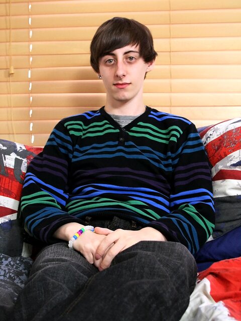 Skinny emo twink Ethan Knight jerks off and shoots a big load