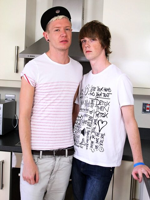 Hot twinks Riley Smith and Kai Alexander share kitchen anal sex