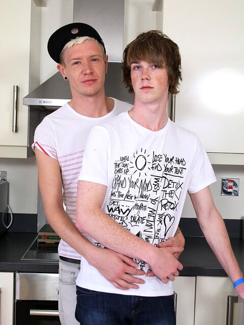 Hot twinks Riley Smith and Kai Alexander share kitchen anal sex