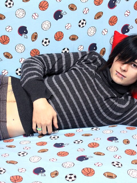 Miles Pride jerks off hard and shoots a sweet load on his tummy