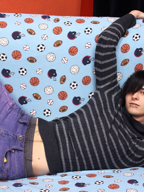 Miles Pride jerks off hard and shoots a sweet load on his tummy