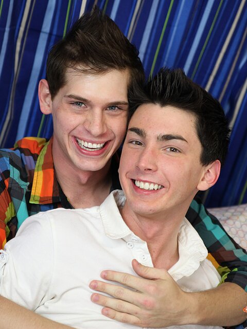 Colby London and Jayden Ellis kiss and fuck raw in bedroom