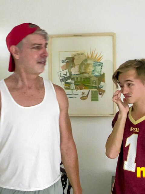 Richard Lennox drags Frank Funsize to the coach’s office