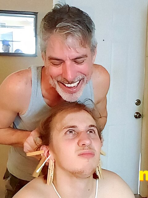 Richard Lennox puts clothespins on Elis Ataxxx’s ears to tease him