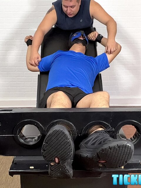 Matt ties Pup Carlos in a chair and tickles his feet hard