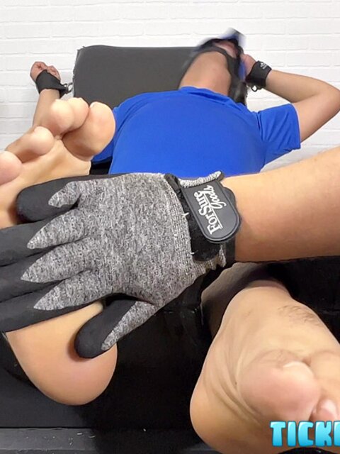 Matt ties Pup Carlos in a chair and tickles his feet hard