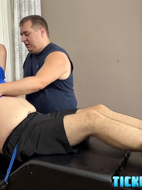 Matt ties Pup Carlos in a chair and tickles his feet hard
