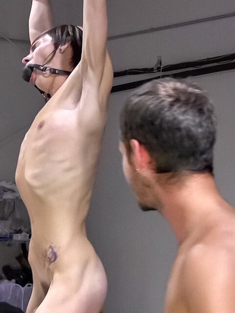 Aiden Vanity gags Anthony Fiasco and probes his tight hole