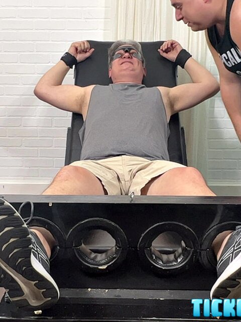 Matt teases Achilles’s feet and body for a long tickle session