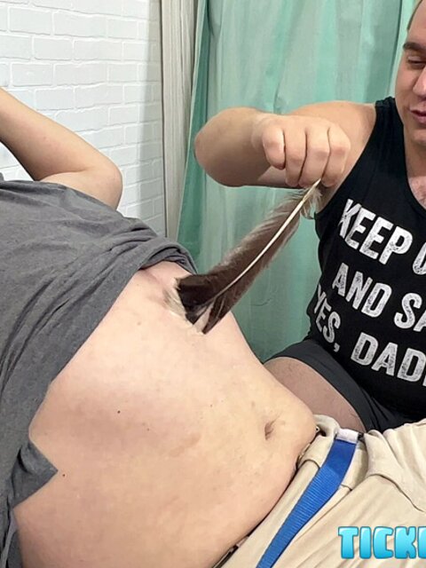 Matt teases Achilles’s feet and body for a long tickle session