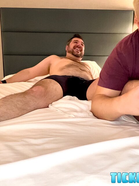 Donnie Troy can’t hold back laughs under Matt’s tickles