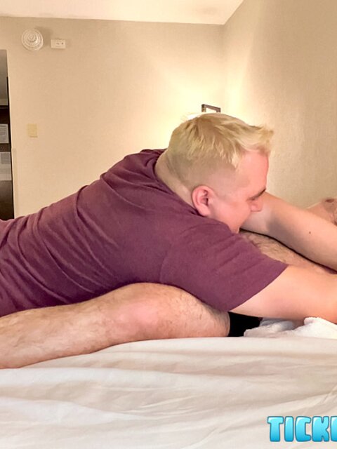 Donnie Troy can’t hold back laughs under Matt’s tickles