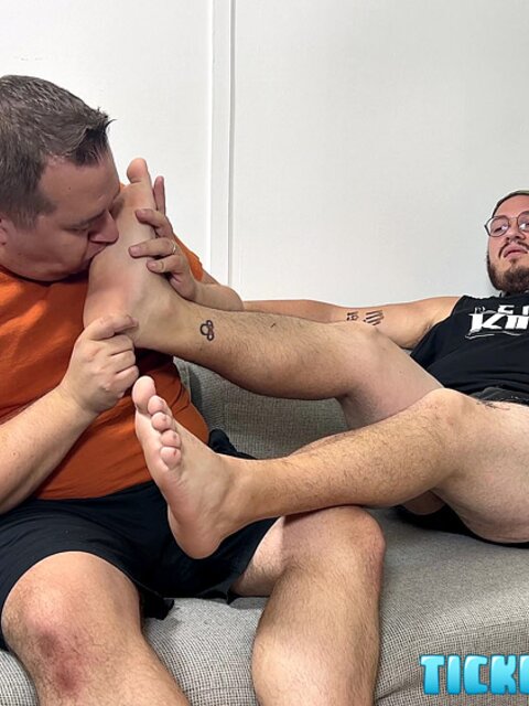 Matt worships Prince Zed’s size 10 feet with tongue and lips