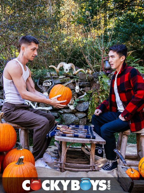 Cody Seiya and Theo Brady do hot interracial twink anal sex for Halloween