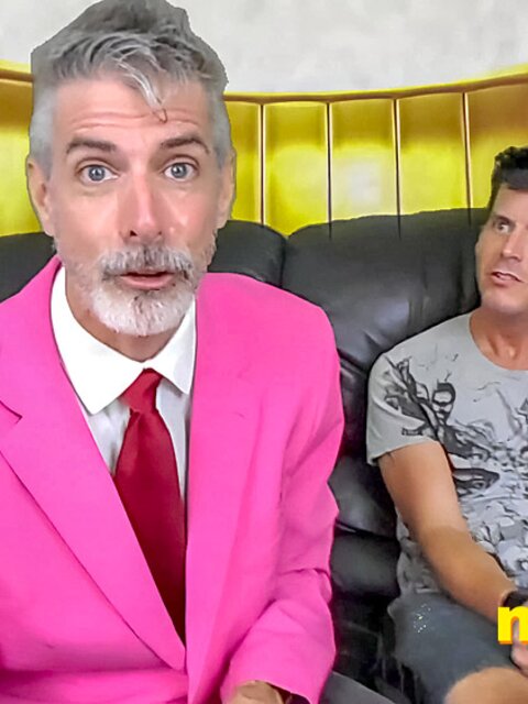 Richard Lennox tickles Jeff Drizzle’s feet on sofa