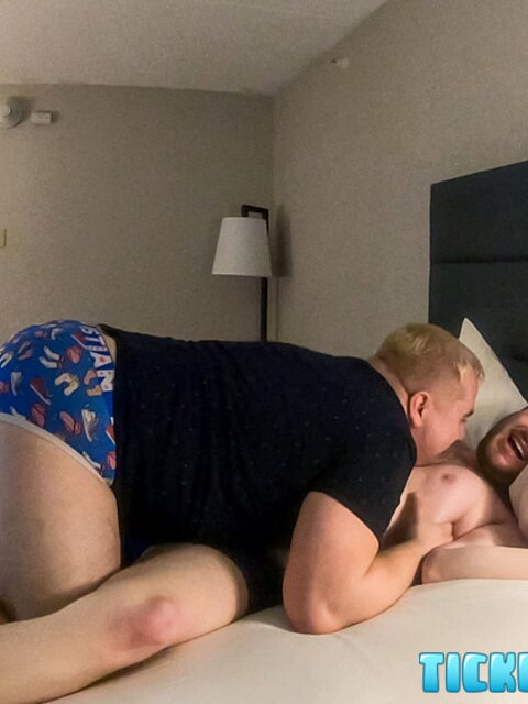 Tied Simon begs under Matt’s ruthless tickling