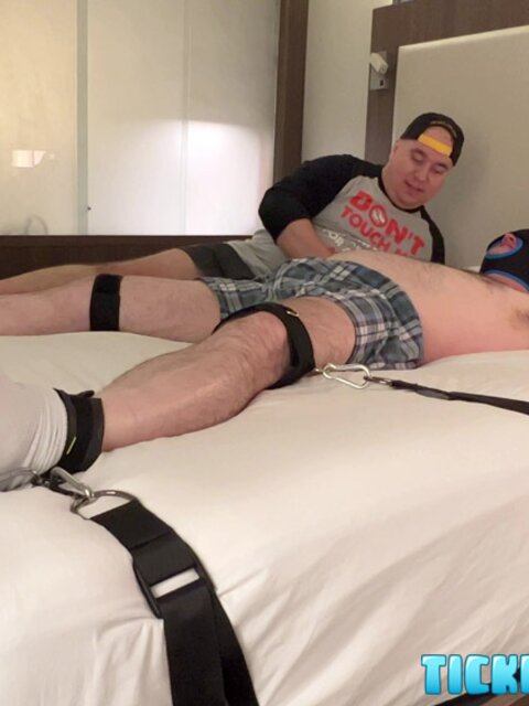 John Spencer laughs as Matt teases his bare feet