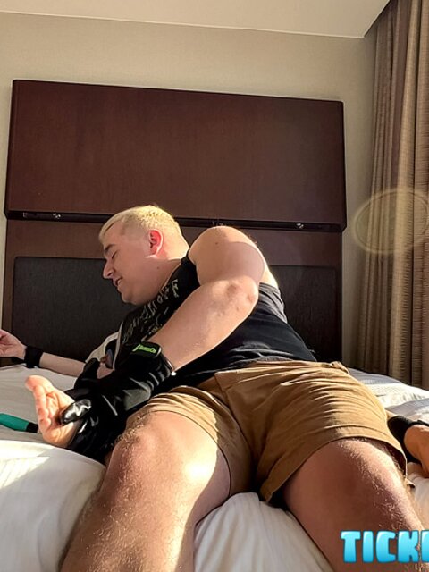 Sparki’s pits tickled by Matt in kinky bedroom