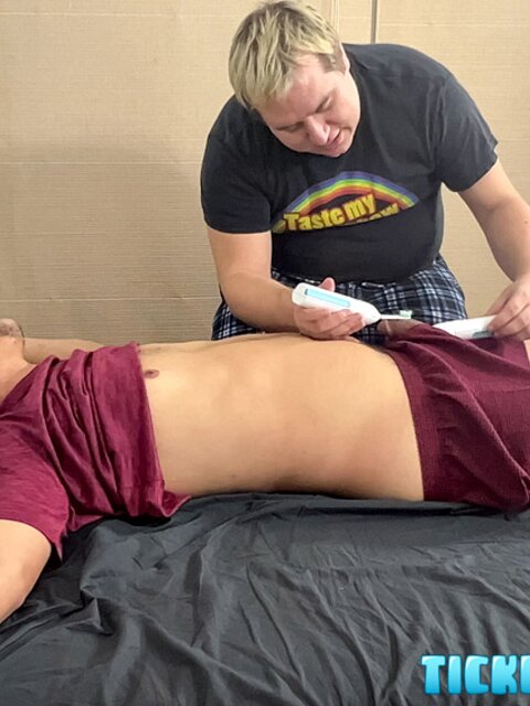 Sammy tied to table and tickled to submission by playful Matt