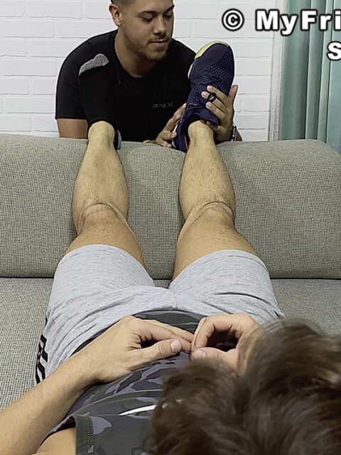 Shy moans under foot play then Dan Edwards slides in and fucks him