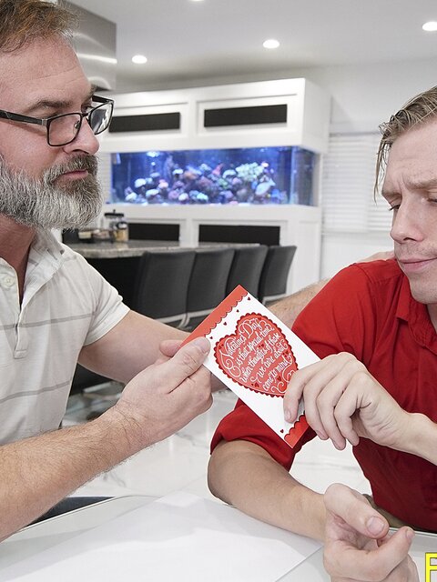 Skylar Hill's love notes lead to Kristofer Weston's girthy shaft in kitchen