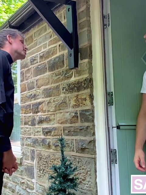 Father Keresford takes virgin Kendrick Thomas on couch