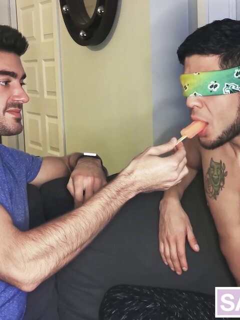 Roommate Raphael blindfolds and barebacks heartbroken Alex Montenegro