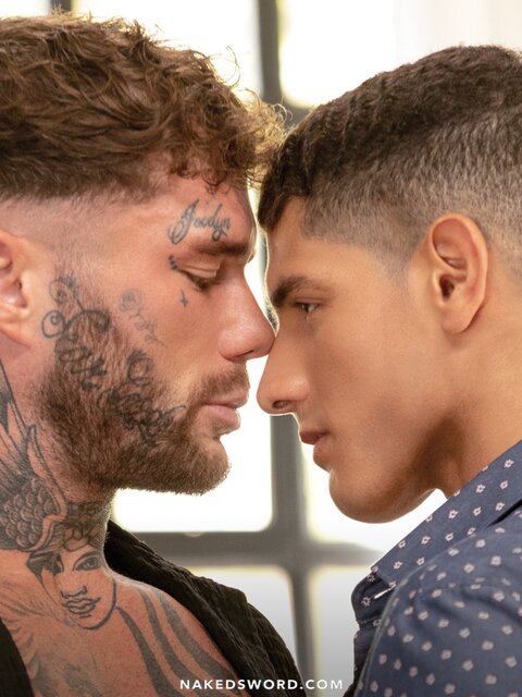 Joel Hart rims and barebacks Bastian Karim across studio velvet couch