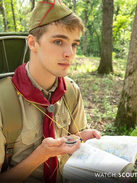 Scoutmaster Jay Stryker breeds Scout James raw outdoors