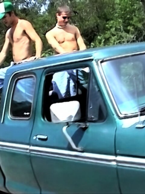 Devin Lee Scott and Cody Reed spank and dunk twink Jeremiah Johnson in watering hole