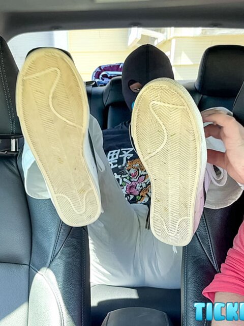 Eddy masked shy boy gets soles tickled on Snyft ride