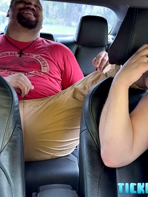 Devon size 13 feet worshipped and tickled in car