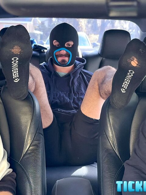 Alejandro bound in car gets foot worship and tickles